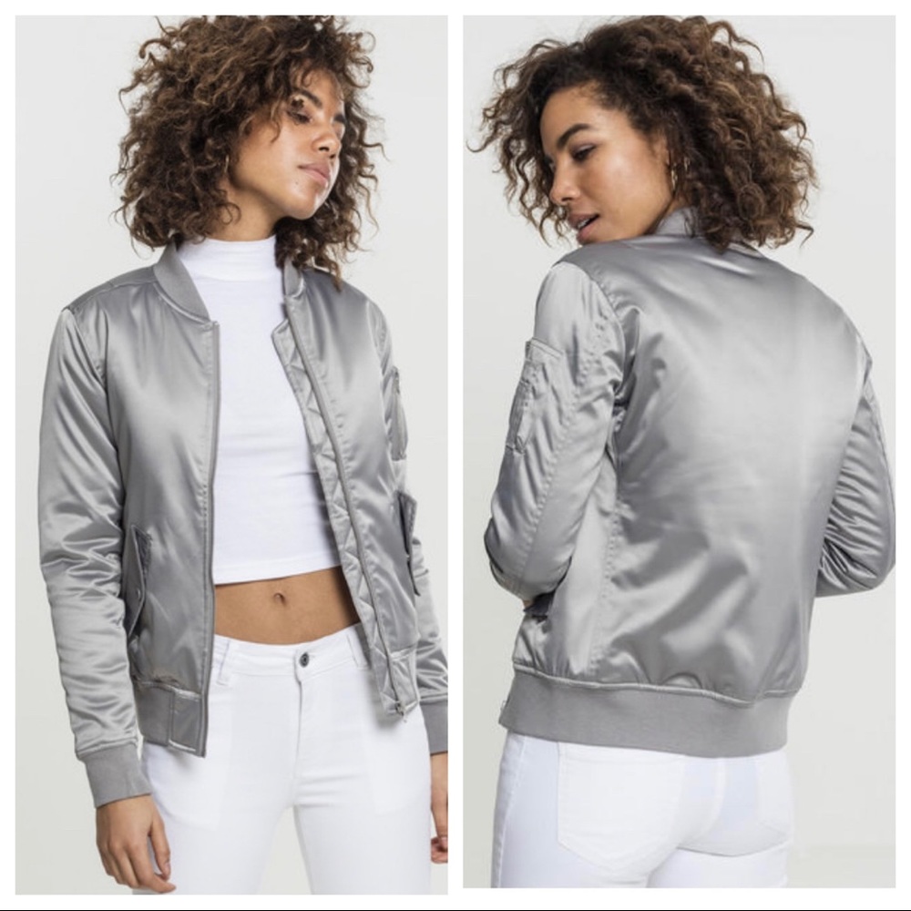 Urban Classics Ladies Satin Bomber Jacket Small